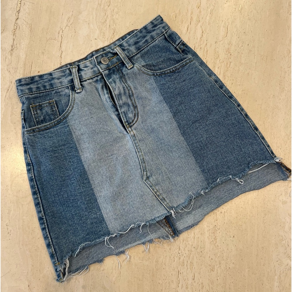 MY BC Denim min skirt with frayed hem size S